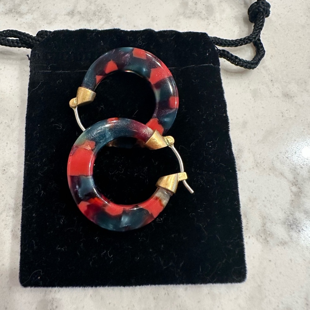 Elegant Red and Blue Madewell resin earrings